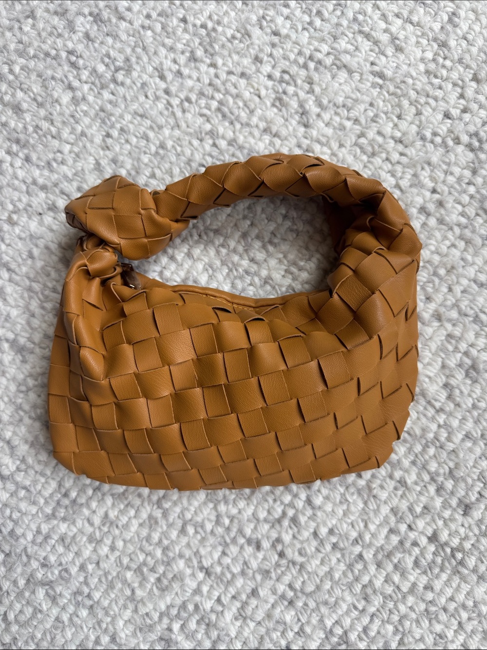 Mini Woven Leather Hobo Bag in Tan